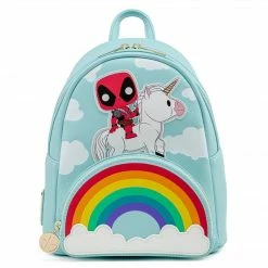 Pop By Loungefly Marvel Deadpool 30th Anniversary Unicorn Rainbow Mini Backpack Backpacks