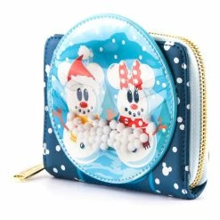 Loungefly Disney Snowman Mickey Minnie Snow Globe Ziparound Wallet