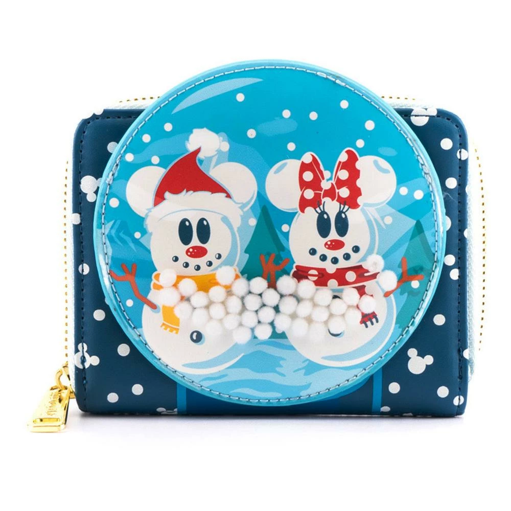 Loungefly Disney Snowman Mickey Minnie Snow Globe Ziparound Wallet 3 Loungefly Disney Snowman Mickey Minnie Snow Globe Ziparound Wallet