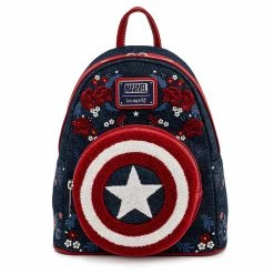 Backpacks Loungefly Marvel Captain America 80th Anniversary Floral Shield Mini Backpack