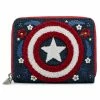 Loungefly Marvel Captain America 80th Anniversary Floral Shield Ziparound Wallet Wallets