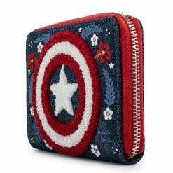 Loungefly Marvel Captain America 80th Anniversary Floral Shield Ziparound Wallet Wallets