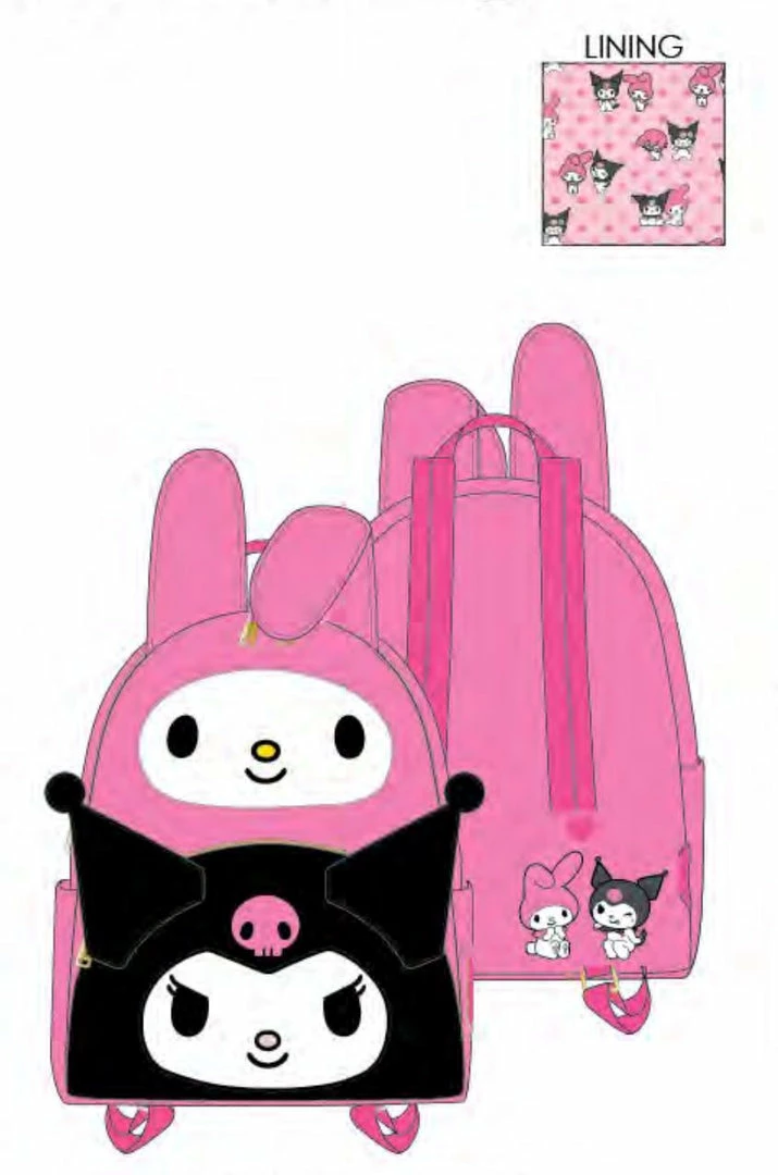 Loungefly Sanrio My Melody Kuromi Double Pocket Backpack 8 Loungefly Sanrio My Melody Kuromi Double Pocket Backpack