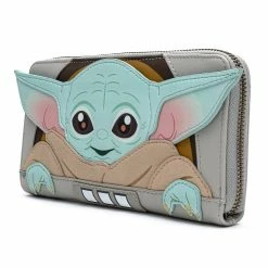 Circle Of Hope Boutique Loungefly Star Wars Mandalorian Baby Yoda In Crib Zip Around Wallet