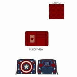 Loungefly Marvel Captain America 80th Anniversary Floral Shield Ziparound Wallet Wallets
