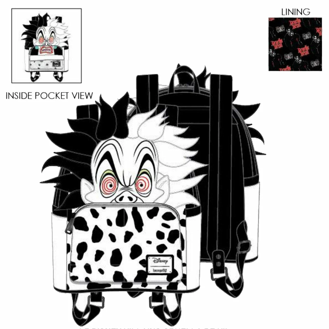 Backpacks Loungefly Disney Villains Cruella De Vil Spots Cosplay Mini Backpack 8 Backpacks Loungefly Disney Villains Cruella De Vil Spots Cosplay Mini Backpack
