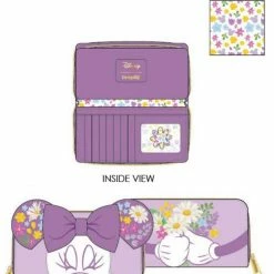 Wallets Loungefly Disney Minnie Holding Flowers Ziparound Wallet